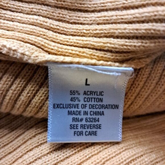 Y2K Dressbarn Gold Ribbed V-Neck Button Detail Cotton Sweater Size L - Picture 9 of 11